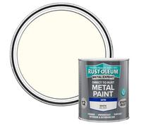 Rust-Oleum Metal Expert White Satin Topcoat Paint, 750Ml Tin