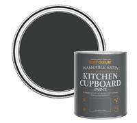 Rust-Oleum Black Scrubbable Kitchen Cupboard Paint in Satin Finish - Natural Charcoal (Black) 750ml