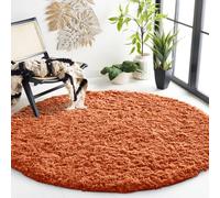 (Rust/ Orange- Circular Round Rugs) 4' Round Rugs Living Room Soft Fluffy Shaggy Carpet