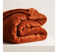 (Rust/Orange Fleece, King) Faux Fur Fleece Blanket Large Sofa Bed Warm Throw