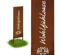Rust-patina garden decoration, flower bed ornament, garden sign/stake