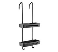 Rust-Proof Over-The-Door Shower Caddy Rack - Sturdy Hanging Bathroom Storage Organizer with Drill-Free Installation Shelves (Black) - Space-Saving Solution for Easy Access