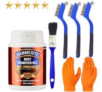Rust Remover for Metal Bundle with 100ml Hammerite Gel, Wire Brush Set, Gloves, and Paintbrush - a complete kit for treating rust on cars, bikes, BBQs, gates, chrome, tools, and more.