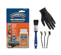 Rust Remover for Metal - Hammerite Rust Remover Gel Bundle with 3x Hulthor Wire Brushes, Paint Brush & Gloves - Rust Cleaner & Converter Alternative for Cars, Bikes, Tools & Gates - Removes Rust