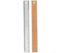 Rust Resistant 12 Inch Stainless Steel Ruler with Cork Backing Providing Stability, Clear Etched Inch and Centimeter Scales for Accurate Measurements in Various Applications (40cm/16 inches)