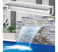 Rust-Resistant 34in Waterfall Spillway for Koi Ponds, Easy Installation Black/Silver Small Pond Waterfall Feature, Durable Outdoor Water Garden Accessory