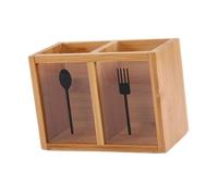 Rust-Resistant Bamboo Cutlery Drain Rack for Kitchen,2 grids | acrylic material, lightweight carry, office-to-bathroom versatility, separates small items