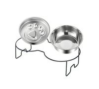 Rust-Resistant Elevated Pet Feeder, 22CM, Bone Pattern Single Bowl | Sturdy, Feeding Dish, for Kitchen, young dogs