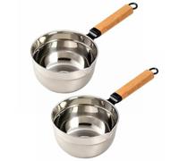 Rust-Resistant Liquid Ladle, Stainless Steel Ladle, Large, Wooden Handle, 2-Pack, Large, 2-Pack