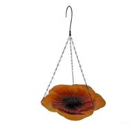 Rust-Resistant Metal Bird Bath Hanging Garden Drinker(golden brown)