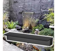 Rust-Resistant Stainless Steel Fountain Spillway for Ponds & Pools, 14-Inch Waterfall with Accessories, Ideal for Small & Large Water Features, Black/Silver Finish