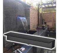 Rust-Resistant Stainless Steel Spillway Bowl for Koi Ponds - Easy Install Waterfall Weir for Garden & Backyard, 100cm/39.4inch with Accessories (Black)