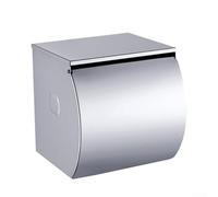 Rust resistant stainless steel toilet paper roller tray with cover to keep tissue safe from water and pet interference, plus extra shelf on top (White)