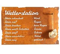 Rust Sign Weather Stone Funny Weather Station for Stone 42 cm x 27.5 cm Patina Sign Rust Decoration Garden Decoration Rusty Decoration Outdoor Garden Decoration for the Garden Old German