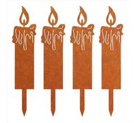 Rust Stakes Christmas Tree and Elk Christmas Decoration, Set of 4 Metal Rust Decorative Christmas Tree Garden Stakes, Autumn Decoration Rust Stakes, Christmas Decoration for Outdoor Use (Set of 4