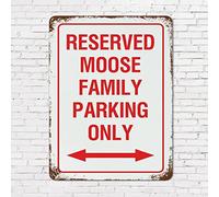 Rust Style Warning Metal Tin Sign Reserved Moose Family Parking Only Aluminum 12x16in Metal Sign Wall Decorations for Indoor and Outdoor Garden Park Street Road