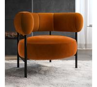 Rust Velvet Curved Armchair - Romy
