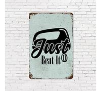 Rust Vintage Tin Signs Positive Saying Kitchen Theme Just Beat It Aluminum Metal Tin Sign 8x12in Scripture Verses Retro Plaque Metal Signs for Home Decor As Seasonal Gift for Friend Colleague