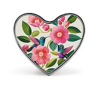 Rust World Map Lapel Pin Cute Heart Brooch Badge Fashion Tie Tack Pin for Hats, Clothing, Bags Unique Accessories Gift for Men & Women, Flower Hummingbirds Embroidery, Love form