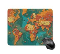 Rust World Map Mouse Pad Cute Square Mouse Mat Leather Non-Slip Rubber Base Mousepad Waterproof Computer Mouses Pad for Laptop Wireless Mouses Keyboard Home Office 20 * 25cm