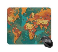 Rust World Map Mouse Pad Cute Square Mouse Mat Leather Non-Slip Rubber Base Mousepad Waterproof Computer Mouses Pad for Laptop Wireless Mouses Keyboard Home Office 25 * 30cm