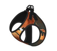 Rust World Map Print Reflective No Choke Pet Vest Harness,Adjustable Soft Padded Dog Harness With Easy Control Handle