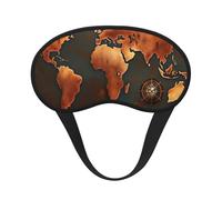 Rust World Map Print Sleep Mask for Side Sleepers Cute Blackout Eye Mask Shades Cover for Home or Travel