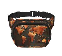 Rust World Map print Womens Fanny Pack Everyday Hip Pouch Waist Bag for Travel Outdoor Running Hunting for Adult, Black, One Size