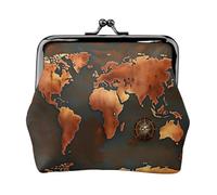 Rust World Map wallets for women,coin purse for women,small womens wallet,suitable for women,stylish and personalized, Black, One Size, Art Deco