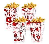 RUSTAMM Halloween Popcorn Boxes Scary Bloody Hand Print Ghost Halloween Popcorn Box Party Snack Goodies Candy Cookies Container Favor Decorantions Supplies