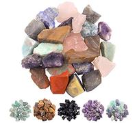 Rustark 1 lb Chakra Stone Tumbled Stone Crystal Kit 10 Kinds Natrual Rough Raw Healing Stone Set- Amethyst, Obsidian,Fluorite, Aventurin, Apatite, Quartz and More for Yoga, Meditation, Zen
