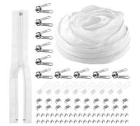 Rustark 1 Roll 10 Yard #5 White Nylon Zipper Tape Assortment Kit, Zippers for Sewing Nylon Coil Zipper Tape Zipper Strip Roll with Zipper Sliders Zipper Pull and Zipper Stops for Sewing DIY Craft Bags