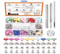 Rustark 100 Sets 12.5mm 10 Colored Metal Snap Buttons with 4Pcs Fixing Tools Kit, Multicolor Snap Fasteners Assortment Clothing Snaps Kit for DIY Crafting, Clothes, Jackets, Jeans, Bracelets, Bags