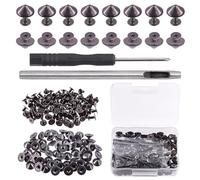 Rustark 100 Sets Gun Black Cone Spikes and Studs with Setting Tools Kit 10mm x 4.7mm Metal Bullet Spikes Screw Back Punk Studs and Spikes Bullet Cone Rivets for DIY Leather Craft Clothing Shoes Bag
