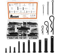 Rustark 100Pcs 16 Sizes M2 M3 M4 M5 M6 M8 M10 M12 Black Cotter Pin Hair Pin Clevis Pin Assortment Kit Zinc Plated R Clips Hair Pins Spring Pin Fasteners Hitch Pin Clips for Automotive Mechanics