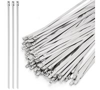 Rustark 100Pcs 400MM/15.75 Inch 304 Stainless Steel Zip Ties Assortment Kit Metal Zip Ties Self-Locking Cable Tie Heavy Duty Chain Link Fence Tie for Exhaust Wrap Machinery Vehicles