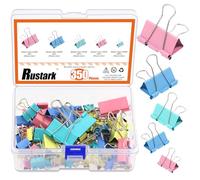 Rustark 100Pcs 5 Sizes Binder Clips Set Colorful Fold Back Clips Office Paper Clips Reusable Binder Clips for Paper, Notebooks, Document Organizing for School Office