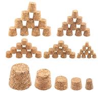 Rustark 100Pcs 5 Sizes Mini Cork Stoppers Tapered Cork Plugs Small Corks Assortment Wooden Replacement Assorted Corks for Craft Glass Jars Wine Bottles