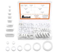 Rustark 100Pcs 8 Sizes White Rubber Grommet Assortment Kit Single Sided Round Firewall Hole Plugs Top Hat Grommet Eyelet Ring Gasket Firewall Hole Plugs Wiring Gasket for Wire Cable Protection