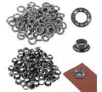 Rustark 100Pcs Gun Black 1/4 inch Rhinestone Eyelet Grommet Eyelets and Grommets with Sparkling Design Metal Eyelet with Washer Hole Punch Shiny Rhinestone Boot Eyelet for Clothing Crafts DIY Project