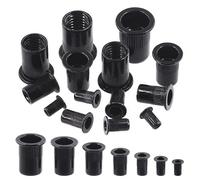 Rustark 100Pcs M6 Rivet Nuts Carbon Steel Black Zinc Plated Rivet Nuts Knurled Flat Head Rivnuts Threaded Insert Nuts