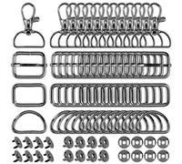 Rustark 100Pcs Purse Hardware Buckles Bag Making Assortment Kit Includes Swivel D Ring Hooks Clasps Slide Buckles Snap Button