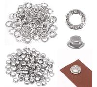 Rustark 100Pcs Silver 1/4 inch Rhinestone Eyelet Grommet Eyelets and Grommets with Sparkling Design Metal Eyelet with Washer Hole Punch Shiny Rhinestone Boot Eyelet for Clothing Crafts DIY Projects