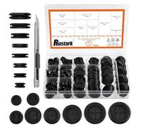 Rustark 101Pcs 8 Sizes Black Double Sided Rubber Grommet Assortment Kit with Knife Drill Hole Rubber Grommet Rubber Plugs Wire Cable Grommet Firewall Hole Plugs for Holes Wiring