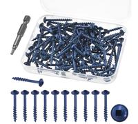 Rustark 101Pcs #8x1-1/2 Pocket Hole Screws Assortment Kit with Drive Bit Blue Coated Pocket Screws Coarse Thread Wood Screw with Square Drive for DIY Outdoor Furniture Table