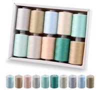 Rustark 10Pcs 1000 Yards Light Color Tones Polyester Sewing Threads Kit All Purpose Spools of Thread Embroidery Machine Thread Hand Sewing Thread Assortment for Sewing and Embroidery