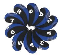 Rustark 10Pcs Black & Blue Golf Irons Head Covers Neoprene Golf Club Headcovers with Transparent Window and Number Print Fit for All Brands Golfs Iron Club