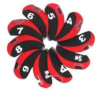 Rustark 10Pcs Black & Red Golf Irons Head Covers Neoprene Golf Club Headcovers with Transparent Window and Number Print Fit for All Brands Golfs Iron Club