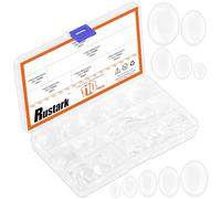 Rustark 110Pcs 5 Sizes Oval Clear Glass Dome Tile Assortment Kit Glass Cabochons Clear Glass Tiles Non-calibrated Transparent Large Glass Cabochon for Crafts Pendants Picture Jewelry Rings