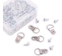 Rustark 110Pcs Silver Metal D Ring Picture Hangers Frame Hanging Hangers Single Hole with Screws for Picture Painting Frame Cross-Stitch